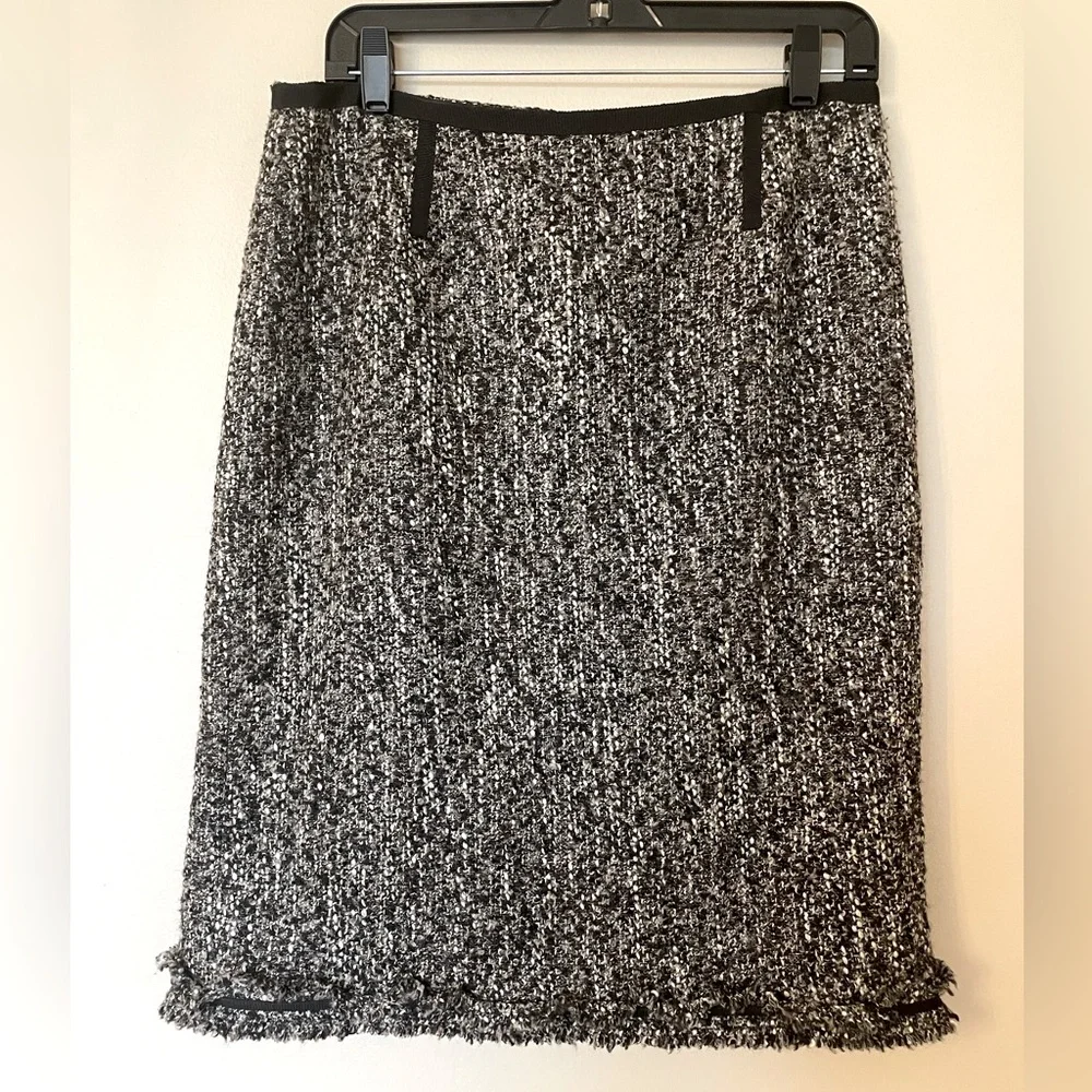 Talbots Black White Wool Blend Tweed Pencil Skirt Size 8